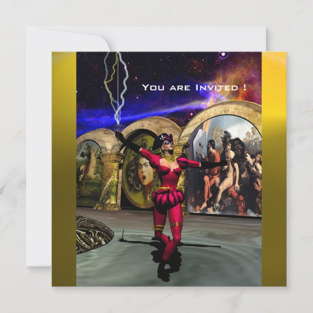 ANDROID BALLET, Rot-Gelb-Blau-Science Fiction Einladung (Vorderseite)