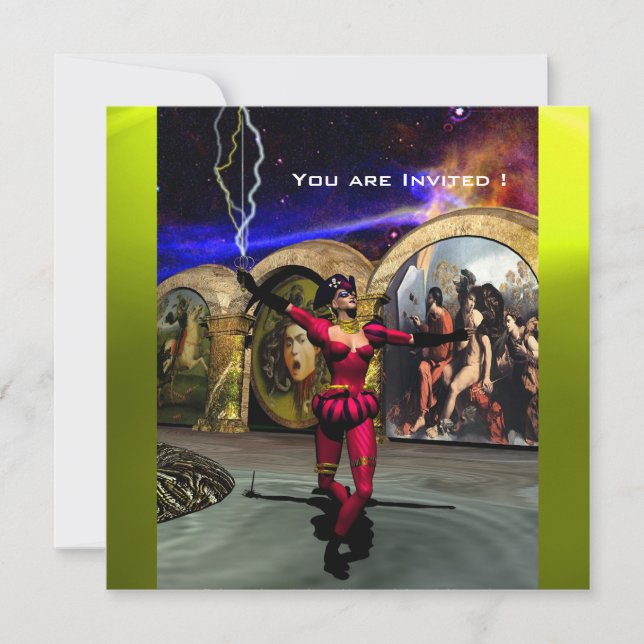 ANDROID BALLET, Rot-Gelb-Blau-Science Fiction Einladung (Vorderseite)