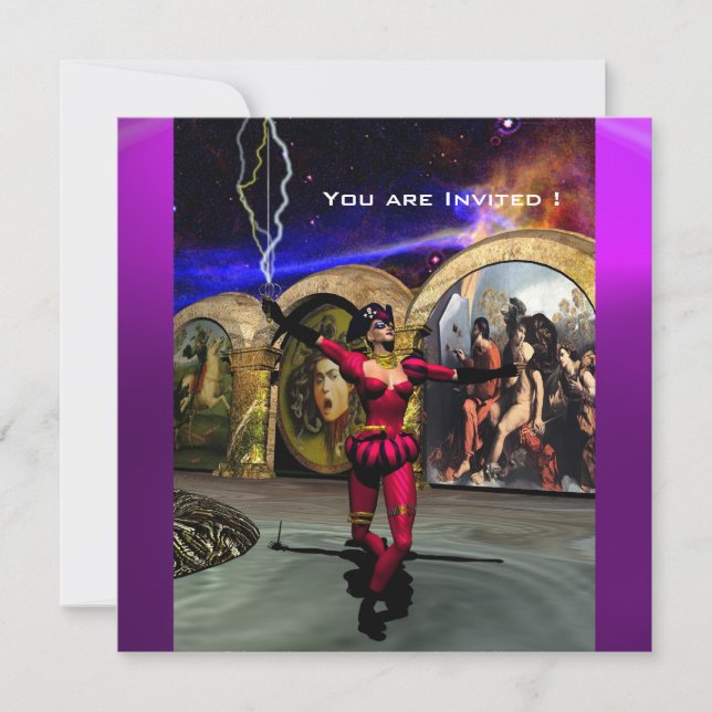 ANDROID BALLET, Rot Lila Blue Science Fiction Einladung (Vorderseite)