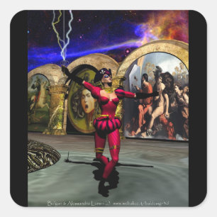 ANDROID BALLET, Science Fiction Quadratischer Aufkleber