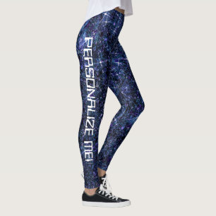 Android Dream Blue Galaxy Glitzer CUSTOM TEXT Leggings
