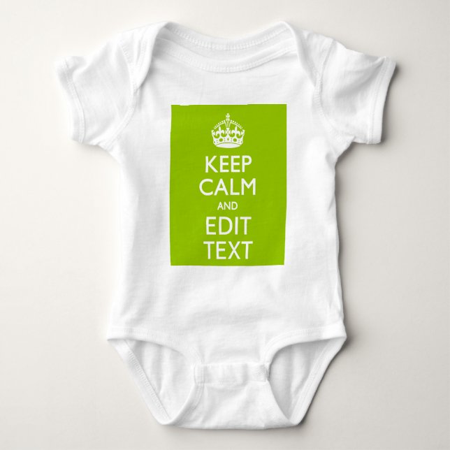 Android Green Style Behalte Ruhe und Ihren Text Baby Strampler (Vorderseite)