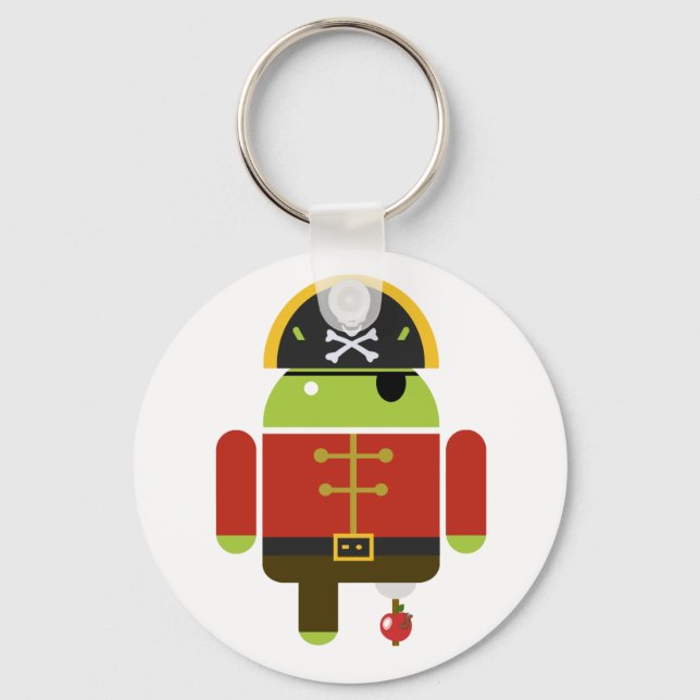 Android Pirate bricht einen Apfel Schlüsselanhänger (Vorderseite)