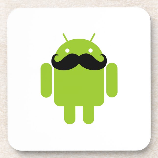 Android Robot Black Mustache Graphic Getränkeuntersetzer (Vorderseite)