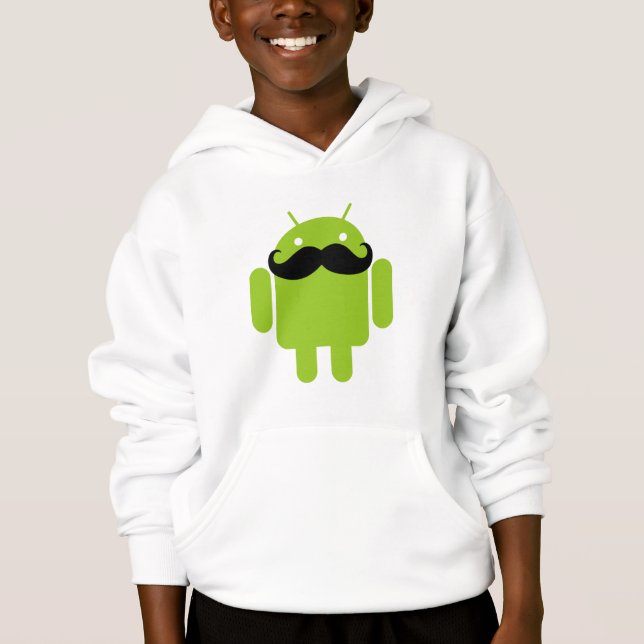 Android Robot Black Mustache Graphic Hoodie (Vorderseite)