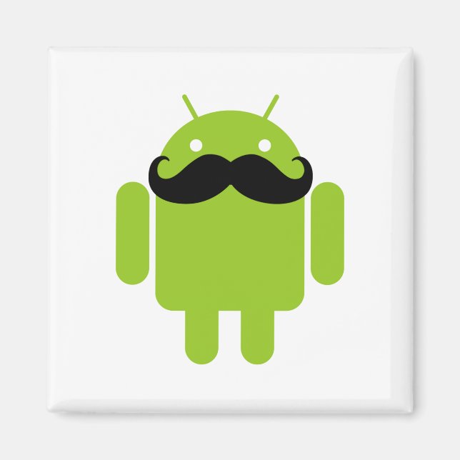 Android Robot Black Mustache Graphic Magnet (Vorne)
