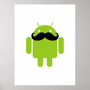 Android Robot Black Mustache Graphic Poster