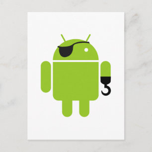 Android Robot Icon als Pirate Postkarte