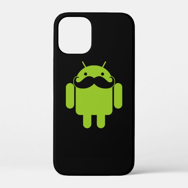 Android Robot Icon Mustache auf schwarz Case-Mate iPhone Hülle (Rückseite)