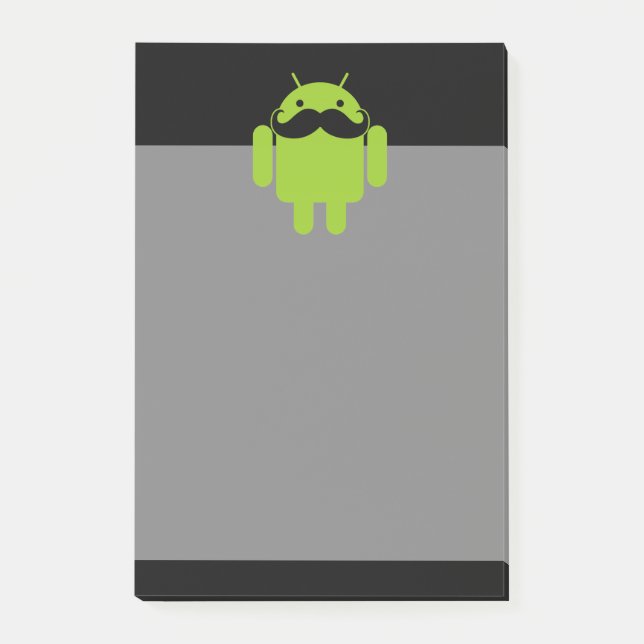 Android Robot Icon Mustache auf schwarz Post-it Klebezettel (Vorderseite)