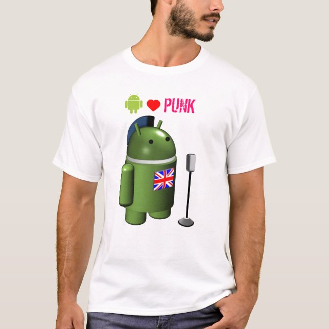 Android Robot Loves Punk T-Shirt (Vorderseite)