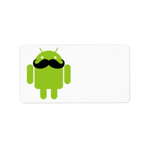 Android Robot Mustache Adressaufkleber