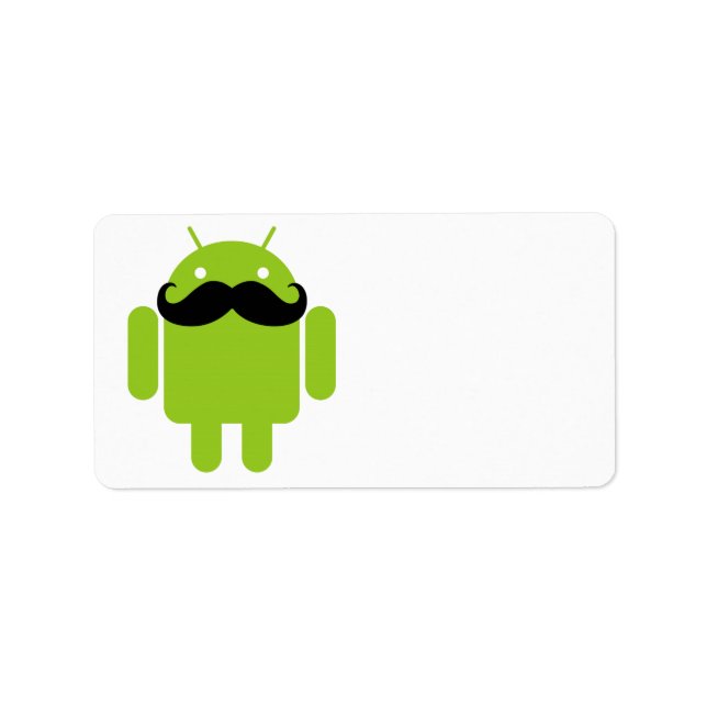 Android Robot Mustache Adressaufkleber (Vorne)