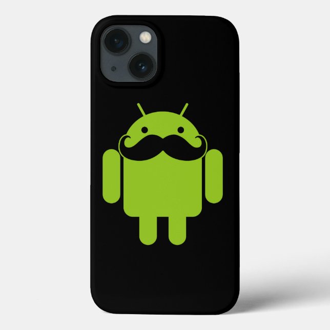 Android Robot Mustache auf Black Case-Mate iPhone Hülle (Rückseite)