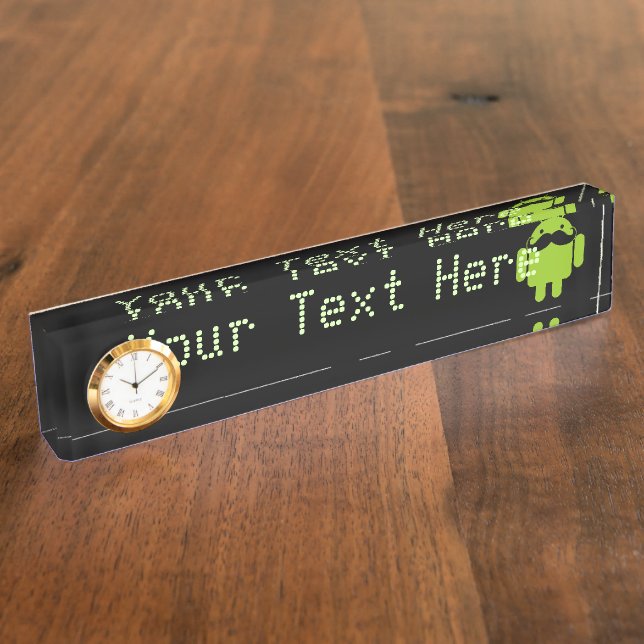 Android Robot Mustache auf Black Namensplakette (Seite)