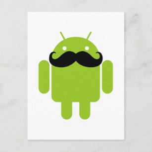 Android Robot Mustache Postkarte