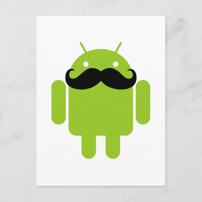 Android Robot Mustache Postkarte (Vorderseite)