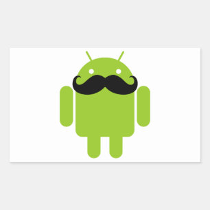 Android Robot Mustache Rechteckiger Aufkleber
