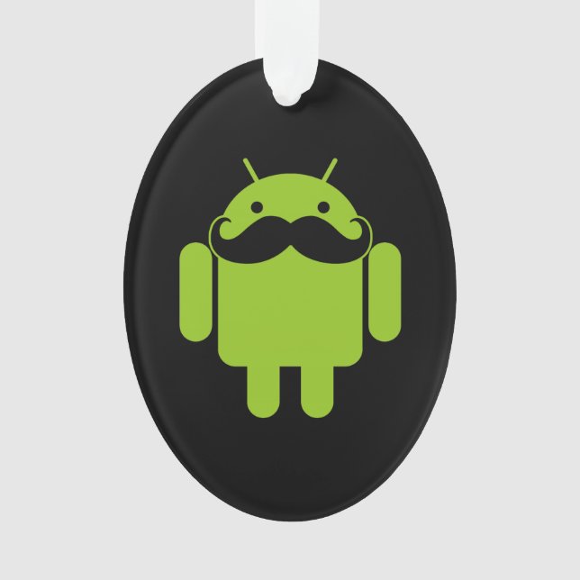 Android Robot Mustache Style auf schwarz Ornament (Vorderseite)
