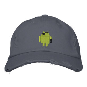 Android Robot Pirate Embroidery Bestickte Kappe