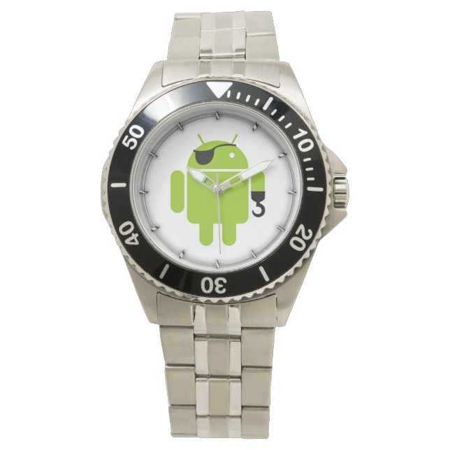 Android Robot Pirate Style Armbanduhr (Vorderseite)