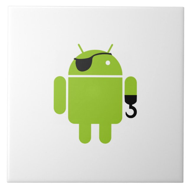 Android Robot Pirate Style Fliese (Vorderseite)