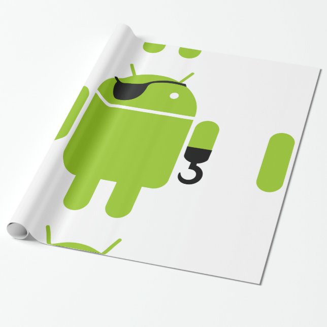Android Robot Pirate Style Geschenkpapier (Ungerollt)