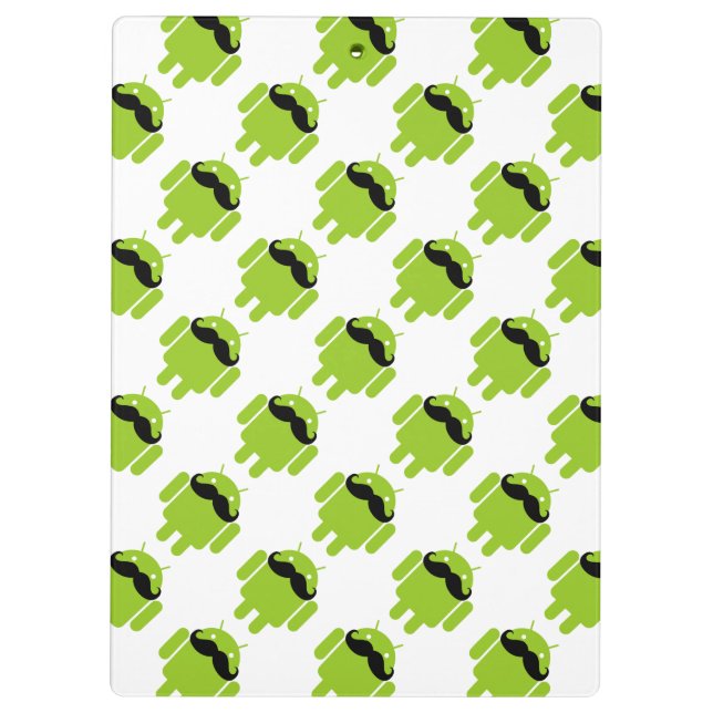 Android Robot Whimsical Mustache Style Klemmbrett (Rückseite)
