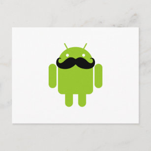 Android Robot Whimsical Mustache Style Postkarte