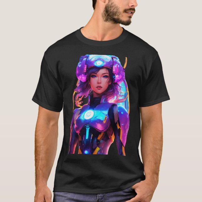 Android Techno Space Girl T-Shirt (Vorderseite)