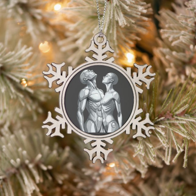 Android Union: Couple Pewter Snowflake Ornament (Baum)