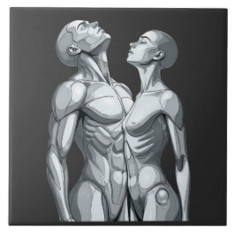 Android Union: Cyborg Couple Ceramic Tile Art Fliese