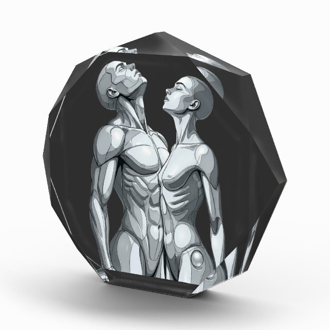 Android Union: Cyborg Couple Futuristic Art Poster Fotoblock (Rechts)