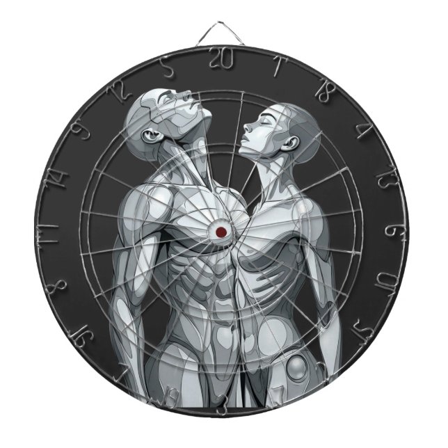 Android Union: Cyborg Couple Futuristic Dartboard Dartscheibe (vorne)