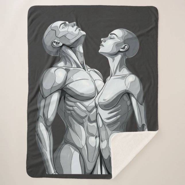 Android Union: Cyborg Couple Sherpa Blanket Sherpadecke (Vorderseite)