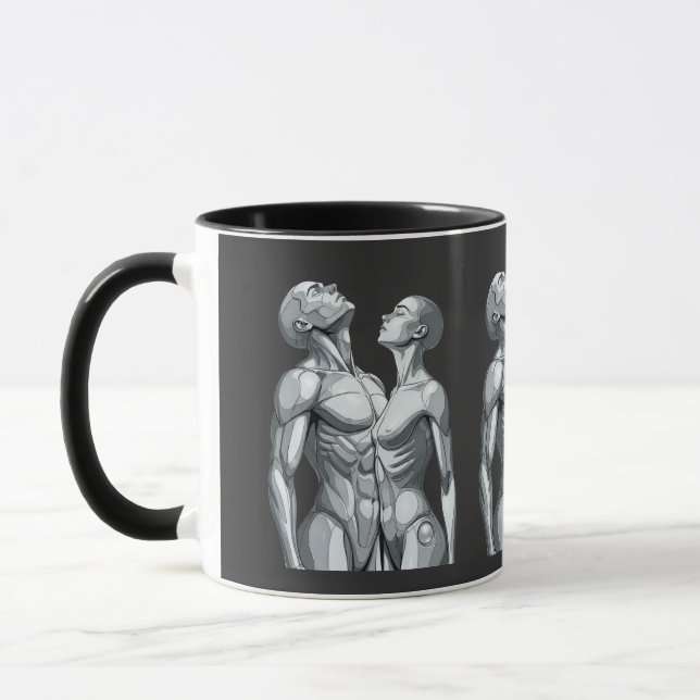 Android Union: Cyborg Couple Two-Tone Coffee Mug Tasse (Links)