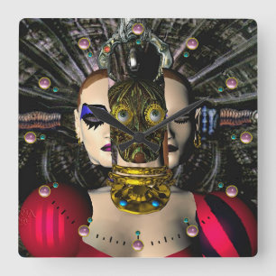 ANDROID XENIA SPACESHIP PILOT Science Fiction Quadratische Wanduhr