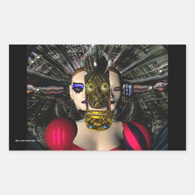 ANDROID XENIA SPACESHIP PILOT, Science Fiction Rechteckiger Aufkleber (Vorderseite)