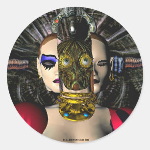 ANDROID XENIA SPACESHIP PILOT, Science Fiction Runder Aufkleber