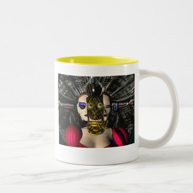 ANDROID XENIA SPACESHIP PILOT, Science Fiction Zweifarbige Tasse (Rechts)
