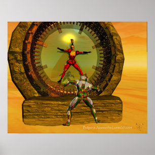 ANDROID XENIA TRIFFT TITAN IN DER WÜSTE Sci Fi Poster