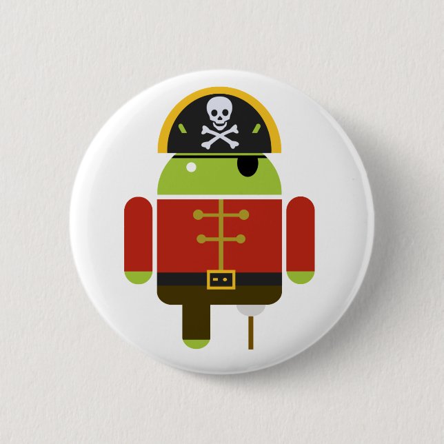 Androider Piraten-Knopf Button (Vorderseite)