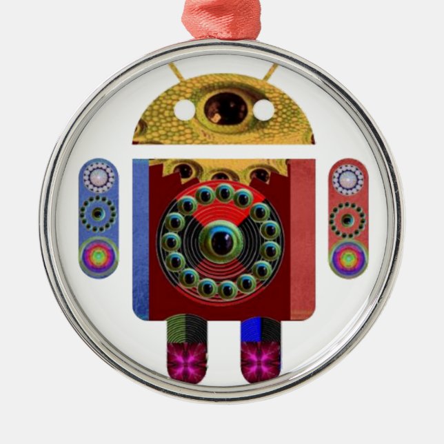 ANDROIDER Roboter Ornament Aus Metall (Vorne)