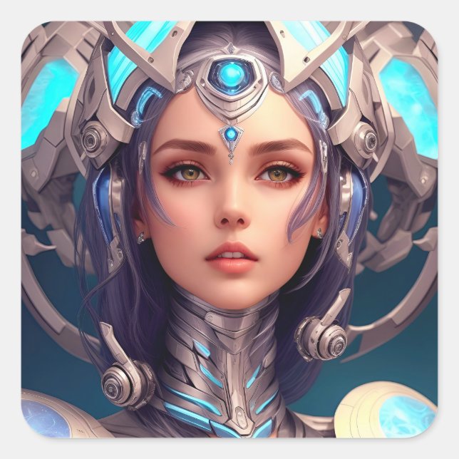 Andromeda Cyborg Quadratischer Aufkleber (Vorderseite)