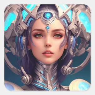 Andromeda Cyborg Quadratischer Aufkleber