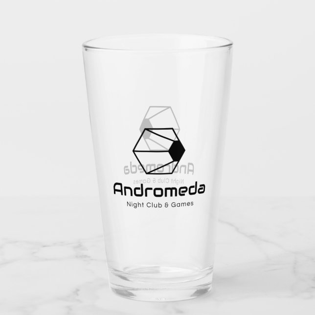 Andromeda Pint Glass (schwarz auf transparent) Glas (Vorderseite)