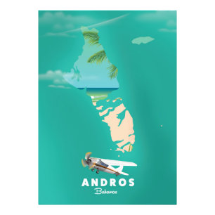 Andros Bahamas Urlaubskarte. Fotodruck