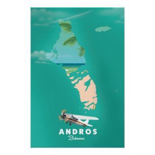 Andros Bahamas Urlaubskarte. Poster