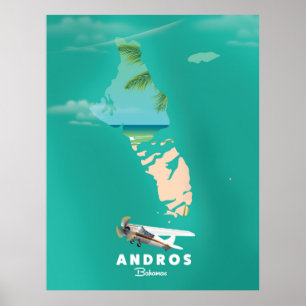 Andros Bahamas Urlaubskarte. Poster