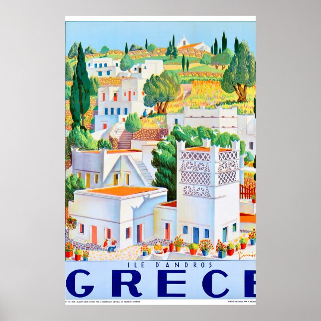Andros Greece Vintage Travel Poster wiederhergeste (Vorne)